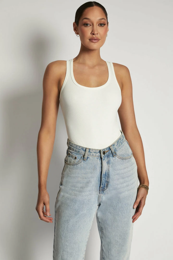 ROM London Ribbed Racer Back Bodysuit - White All Tops 9 ROM London Ribbed Racer Back Bodysuit - White All Tops