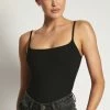 ROM Mika Ribbed Scoop Neck Bodysuit - Black All Tops