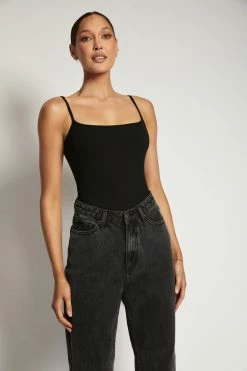 ROM Mika Ribbed Scoop Neck Bodysuit - Black All Tops 13 ROM Mika Ribbed Scoop Neck Bodysuit - Black All Tops