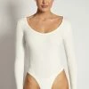 ROM All Tops Adara Long Sleeve Ribbed Bodysuit - White