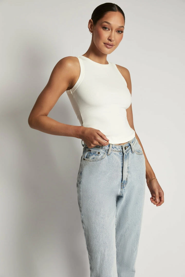 ROM Zanna Ribbed Tank Top - White All Tops 6 ROM Zanna Ribbed Tank Top - White All Tops