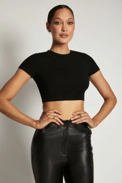 ROM All Tops Alba Ribbed Tshirt - Black