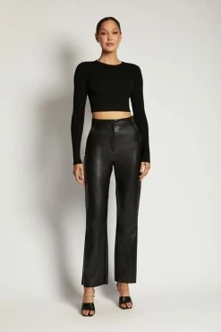 ROM All Tops Caroline Long Sleeve Rib Crop - Black