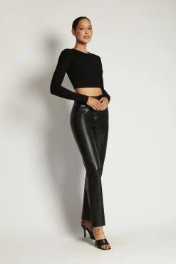 ROM All Tops Caroline Long Sleeve Rib Crop - Black