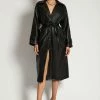 WNG Stassie Faux Leather Belted Trench Coat - Black Coats & Jackets