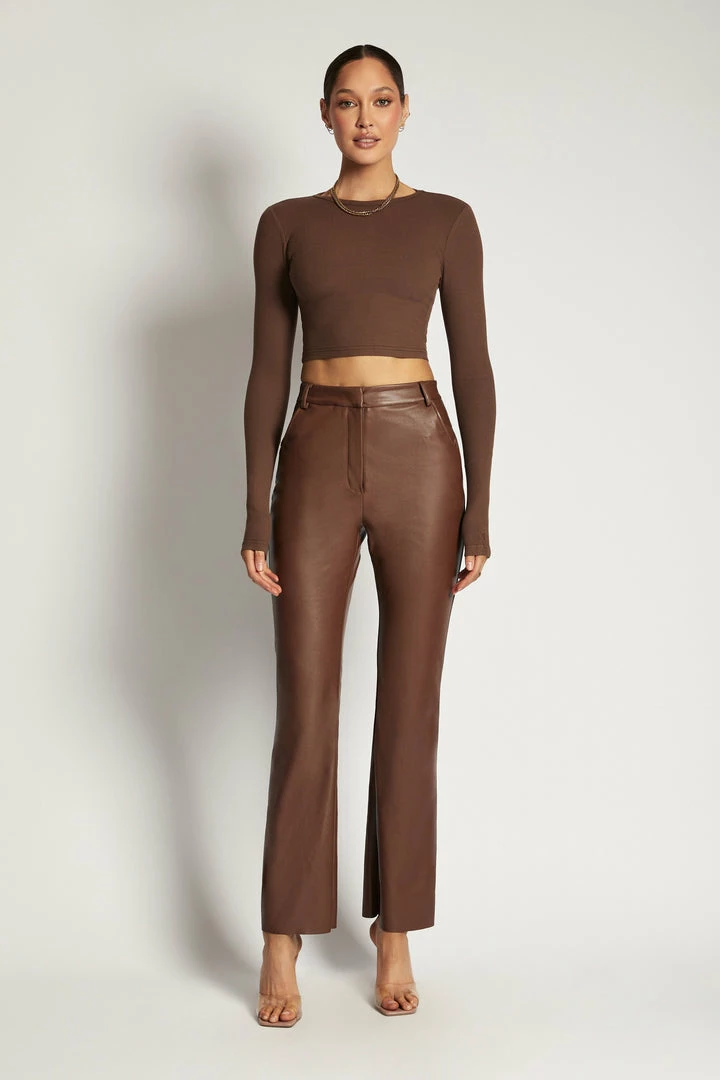 ROM Caroline Long Sleeve Rib Crop - Chocolate All Tops 7 ROM Caroline Long Sleeve Rib Crop - Chocolate All Tops