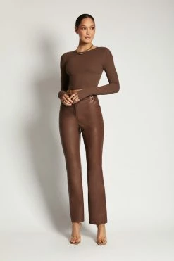 ROM Caroline Long Sleeve Rib Crop - Chocolate All Tops 18 ROM Caroline Long Sleeve Rib Crop - Chocolate All Tops