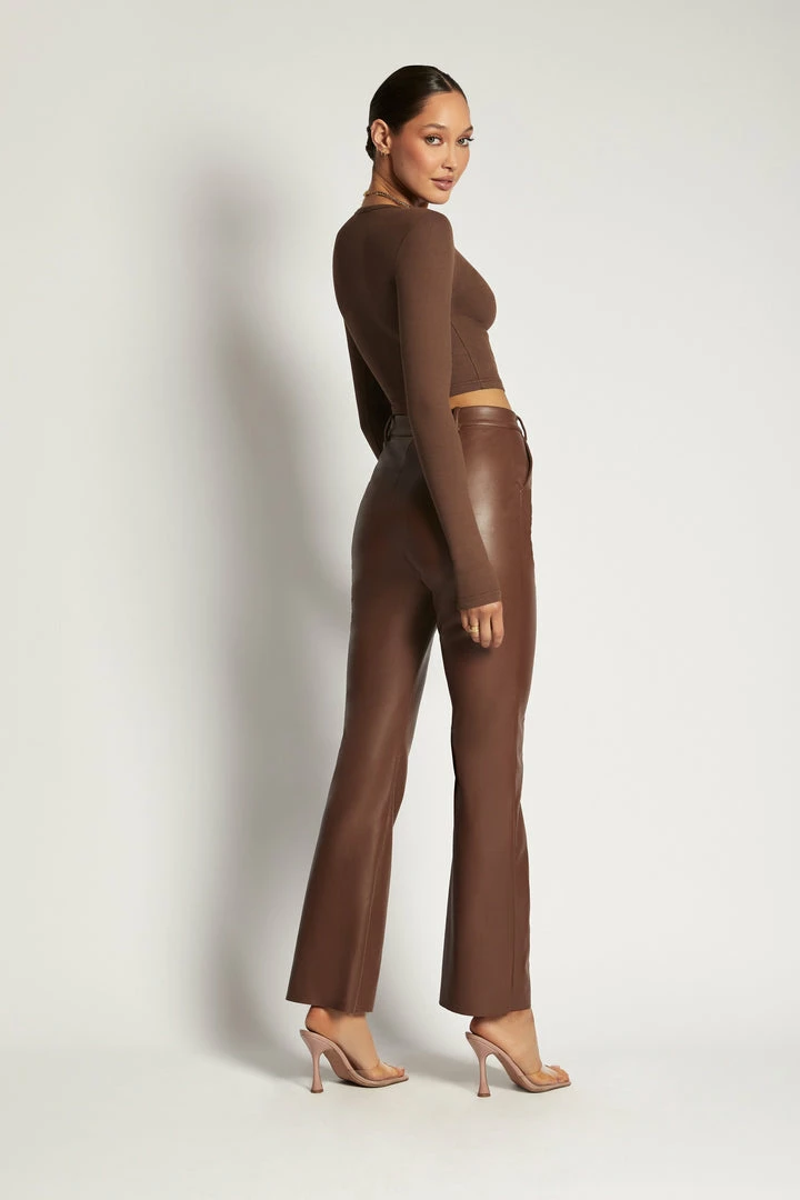 ROM Caroline Long Sleeve Rib Crop - Chocolate All Tops 8 ROM Caroline Long Sleeve Rib Crop - Chocolate All Tops