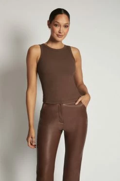 ROM All Tops Zanna Ribbed Tank Top - Chocolate