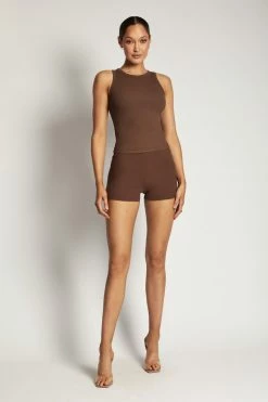 ROM All Tops Zanna Ribbed Tank Top - Chocolate