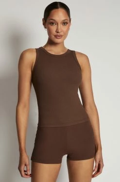 ROM All Tops Zanna Ribbed Tank Top - Chocolate