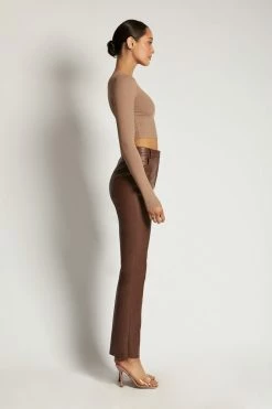 ROM Caroline Long Sleeve Rib Crop - Latte All Tops