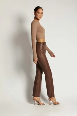 ROM Caroline Long Sleeve Rib Crop - Latte All Tops