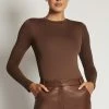 WXI All Tops Delilah Long Sleeve Crew Neck Bodysuit - Chocolate