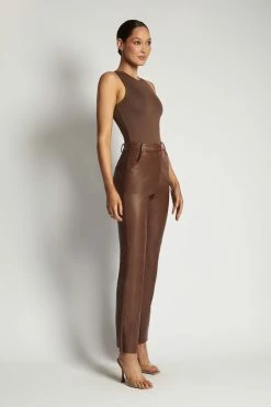 WXI All Tops Jordyn Tank Sleeveless Bodysuit - Chocolate