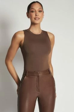 WXI All Tops Jordyn Tank Sleeveless Bodysuit - Chocolate