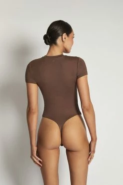 WXI All Tops Francesca Crew Neck Short Sleeve Bodysuit - Chocolate 16 WXI All Tops Francesca Crew Neck Short Sleeve Bodysuit - Chocolate