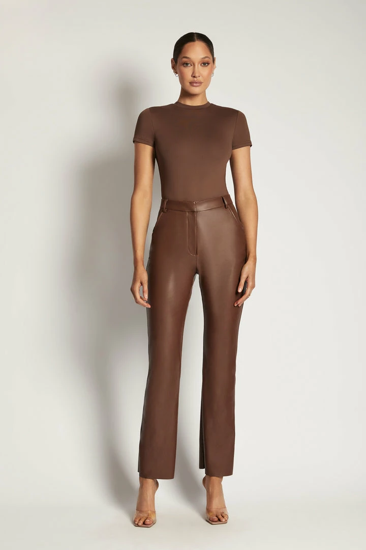 WXI All Tops Francesca Crew Neck Short Sleeve Bodysuit - Chocolate 10 WXI All Tops Francesca Crew Neck Short Sleeve Bodysuit - Chocolate