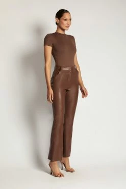 WXI All Tops Francesca Crew Neck Short Sleeve Bodysuit - Chocolate 21 WXI All Tops Francesca Crew Neck Short Sleeve Bodysuit - Chocolate