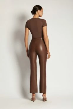 WXI All Tops Francesca Crew Neck Short Sleeve Bodysuit - Chocolate 19 WXI All Tops Francesca Crew Neck Short Sleeve Bodysuit - Chocolate