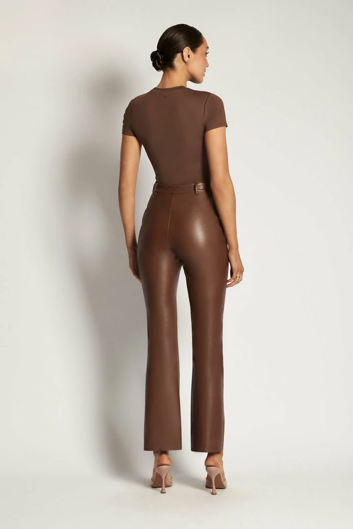 WXI All Tops Francesca Crew Neck Short Sleeve Bodysuit - Chocolate 9 WXI All Tops Francesca Crew Neck Short Sleeve Bodysuit - Chocolate