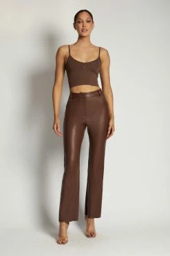 WXI All Tops Willa V Neck Crop Cami Top - Chocolate