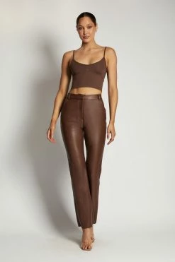 WXI All Tops Willa V Neck Crop Cami Top - Chocolate