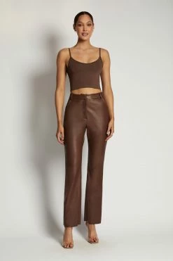 WXI All Tops Willa V Neck Crop Cami Top - Chocolate
