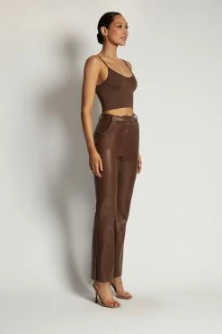 WXI All Tops Willa V Neck Crop Cami Top - Chocolate