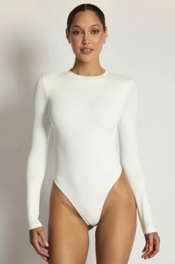 WXI Delilah Long Sleeve Crew Neck Bodysuit - White