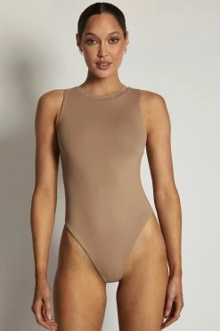 WXI Jordyn Tank Sleeveless Bodysuit - Latte All Tops