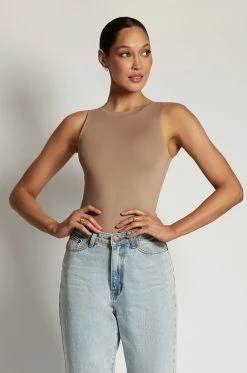WXI Jordyn Tank Sleeveless Bodysuit - Latte All Tops