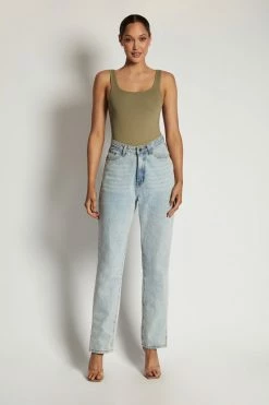 WXI Rosetta Scoop Neck Scoop Back Bodysuit - Moss