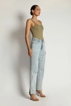 WXI Rosetta Scoop Neck Scoop Back Bodysuit - Moss