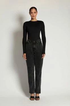 WXI Delilah Long Sleeve Crew Neck Bodysuit - Black All Tops