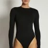 WXI Delilah Long Sleeve Crew Neck Bodysuit - Black All Tops