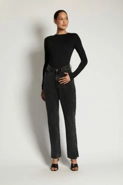 WXI Delilah Long Sleeve Crew Neck Bodysuit - Black All Tops