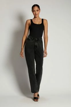 WXI Rosetta Scoop Neck Scoop Back Bodysuit - Black All Tops