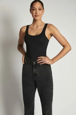 WXI Rosetta Scoop Neck Scoop Back Bodysuit - Black All Tops