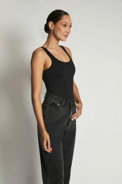 WXI Rosetta Scoop Neck Scoop Back Bodysuit - Black All Tops