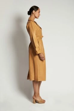 WNG Stassie Faux Leather Belted Trench Coat - Tan 8 WNG Stassie Faux Leather Belted Trench Coat - Tan