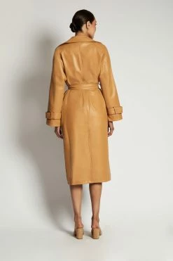 WNG Stassie Faux Leather Belted Trench Coat - Tan 7 WNG Stassie Faux Leather Belted Trench Coat - Tan