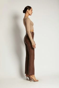 WXI Long Sleeve Tops Lana Scoop Long Sleeve Scoop Neck Crop - Latte