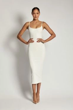 ROM Alexis Ribbed Cami Midi Dress - White DRESSES
