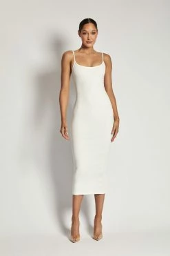 ROM Alexis Ribbed Cami Midi Dress - White DRESSES