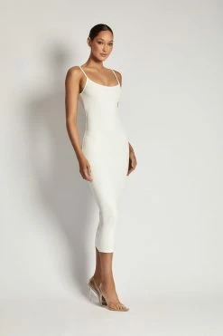ROM Alexis Ribbed Cami Midi Dress - White DRESSES