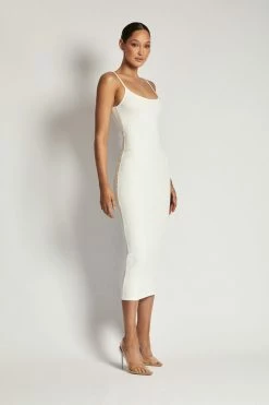 ROM Alexis Ribbed Cami Midi Dress - White DRESSES