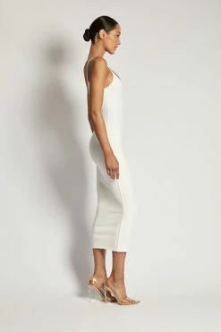 ROM Alexis Ribbed Cami Midi Dress - White DRESSES