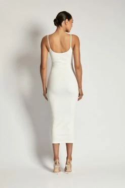 ROM Alexis Ribbed Cami Midi Dress - White DRESSES