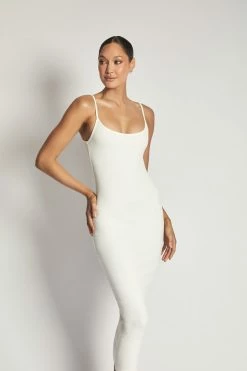 ROM Alexis Ribbed Cami Midi Dress - White DRESSES